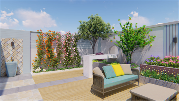 青島庭院設計案例展示：55㎡簡約美式小庭院也可以這么美